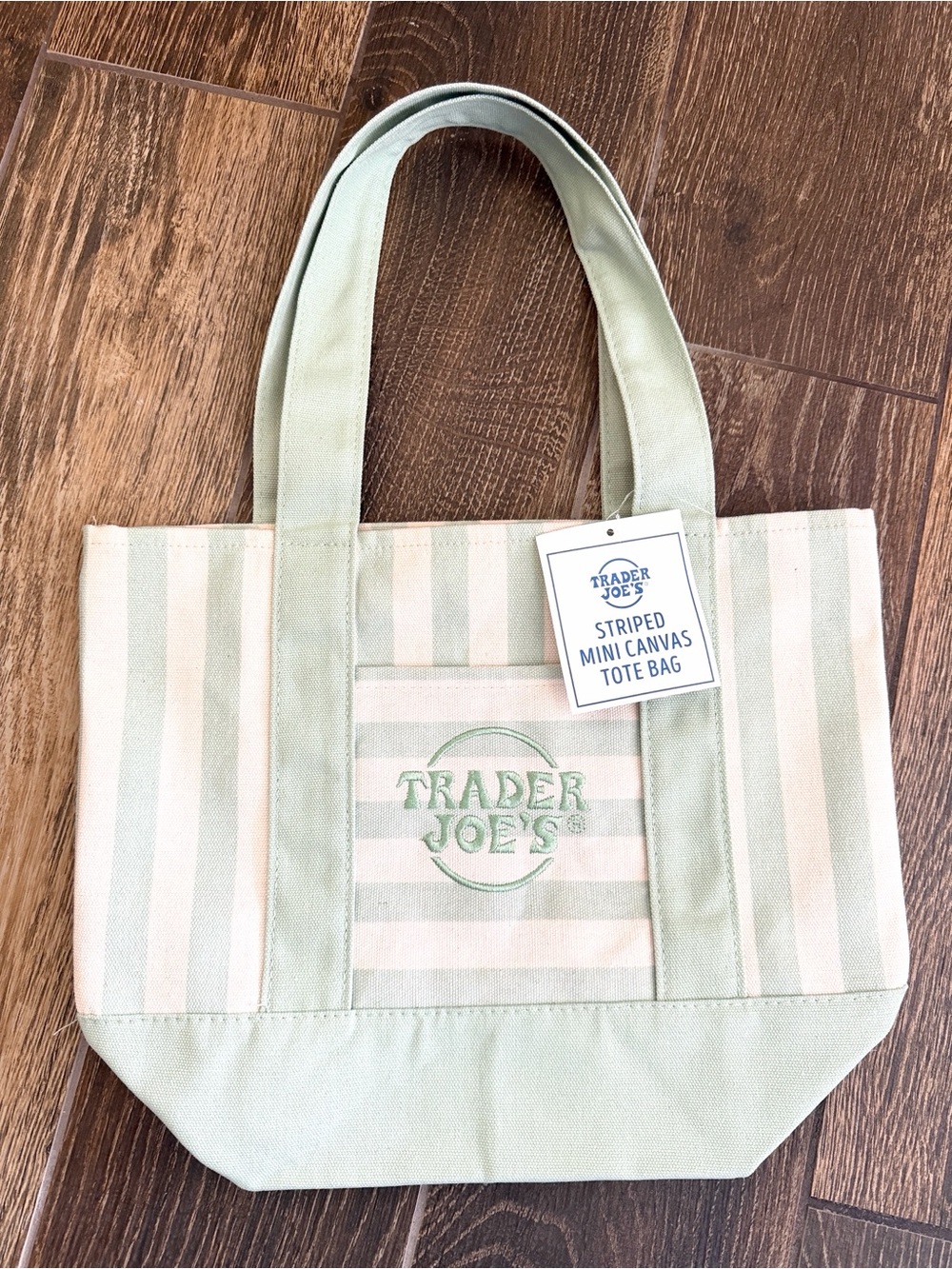 Trader Joe's Limited Edition Seafoam Green Mini Stripe Tote—Summer ‘26 Collector - Picture 6 of 8
